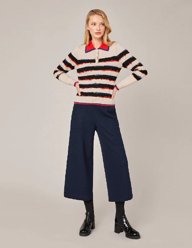 MARYLING COLOR JACQUARD KNITTED PULLOVER Port Neck Pullover