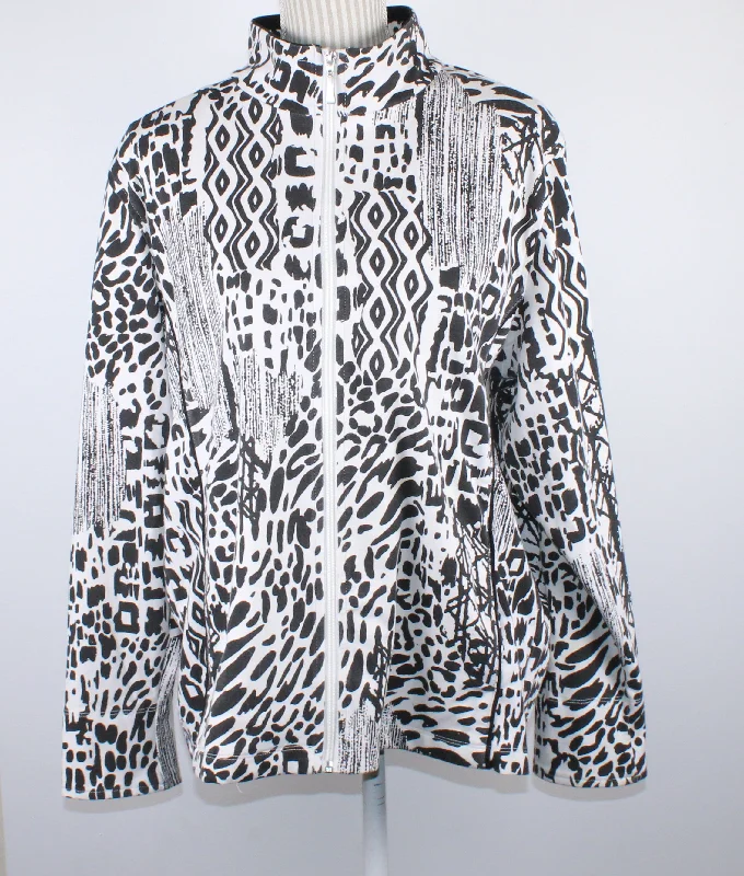 ALIA BLACK & WHITE JACKET LADIES LARGE PRE-LOVED Faux Fur Jacket Real Fur Jacket Shearling Jacket