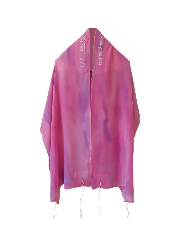 Hand Paintes Pink and Lilac blend Silk Tallit for Women, Bat Mitzvah Tallit, Girl's Tallit, Feminine Tallit, Women's Tallit Prayer Shawl Warm Woolen Shawl Wrap