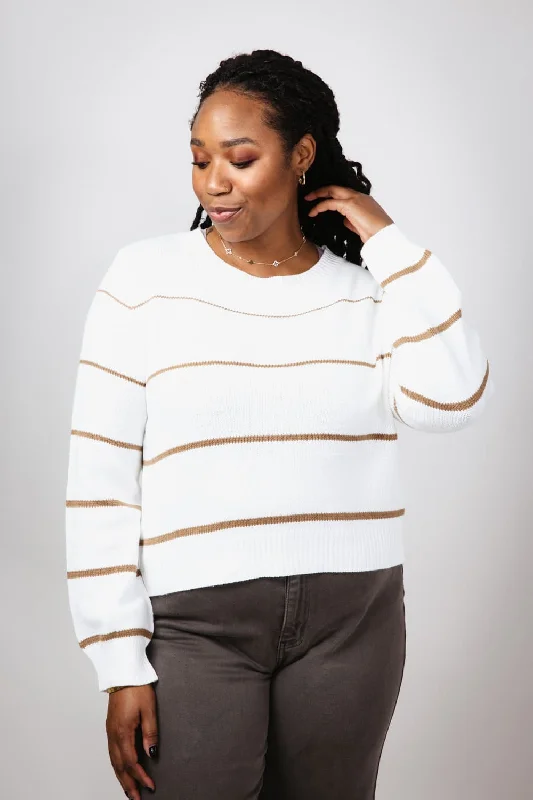 Miracle Striped Sweater for Women in White Caramel | F140-WHITECARAMEL Lightweight Heavyweight Midweight