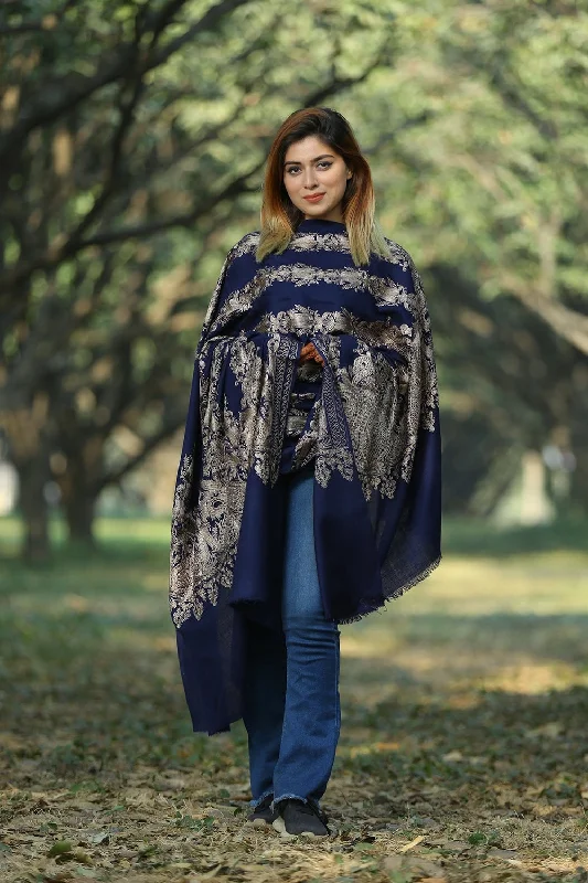 NAVY BLUE COLOUR SHAWL DEFINES FEMINISM AND ADDS GLAMOUR Trendy Long Knit Shawl