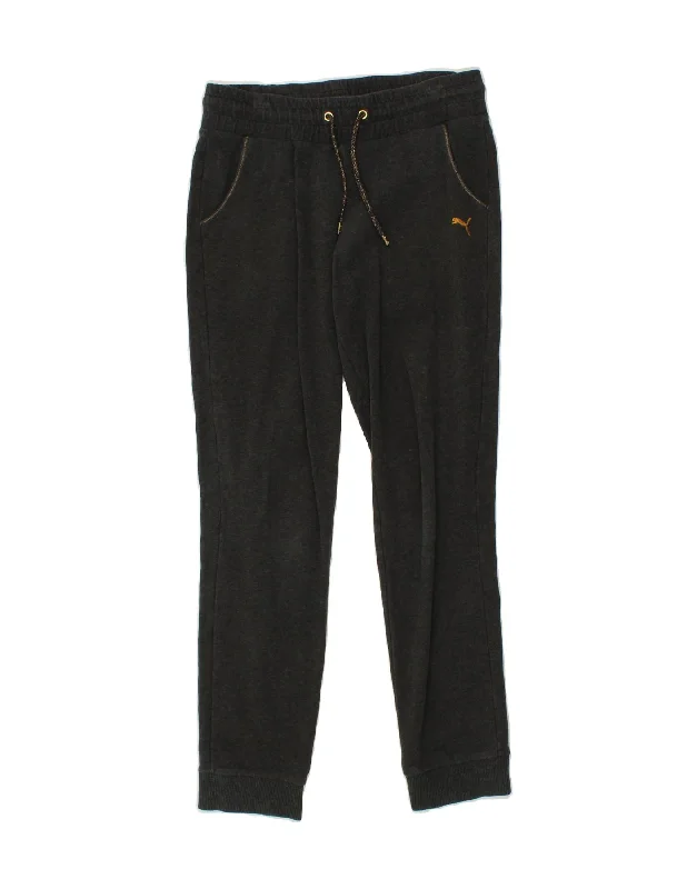 PUMA Womens Tracksuit Trousers Joggers UK 10  Small Black Cotton Trousers Tapered Slim Fit