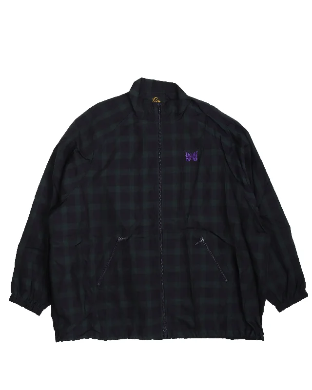 Run-Up Plaid Windbreaker Jacket Zippered Jacket Buttoned Jacket Snapped Jacket