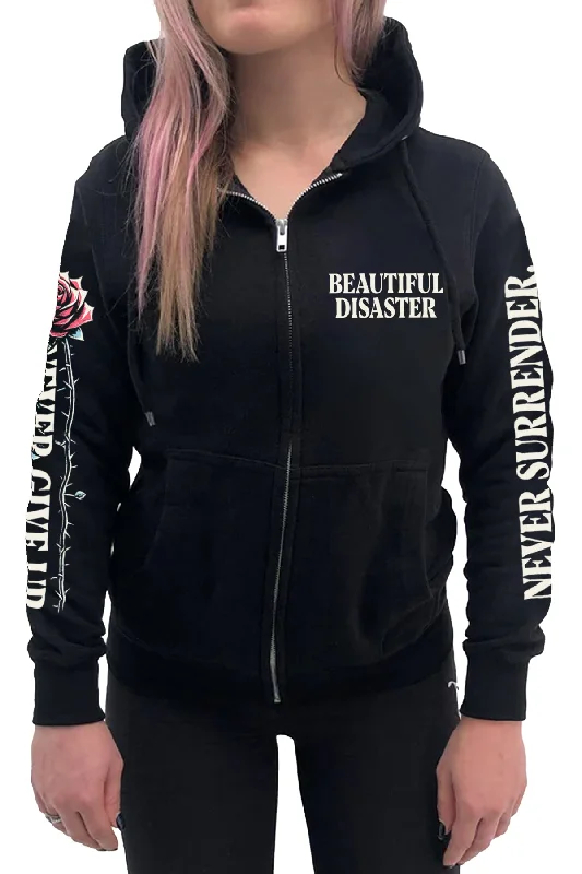 Against All Odds Zip Hoodie Hoodie with Rolled Sleeves Casual Relaxed