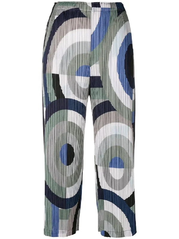 geometric print pleated trousers Trousers Modern Contemporary