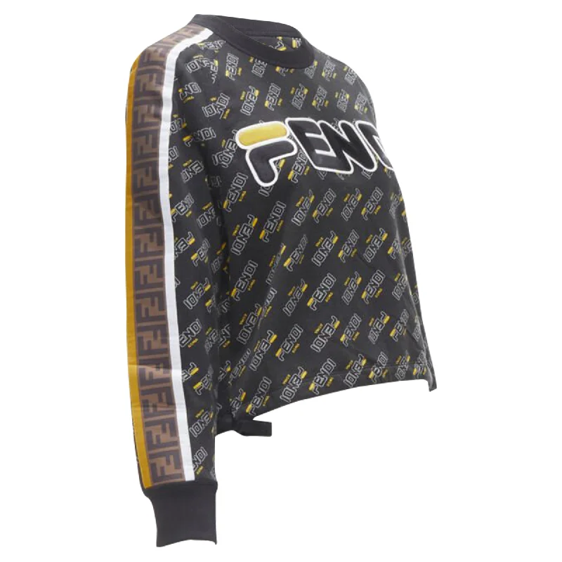 Fendi Mania logo monogram FF Zucca pullover sweater One Shoulder Top