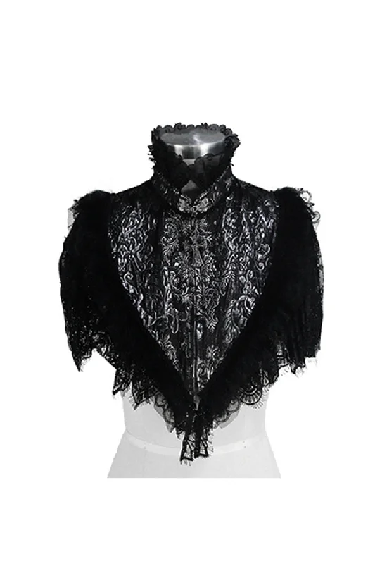 Black/Silver Triangle Jacquard Fabric Lace Fabric Feather Lace Women's Gothic Shawl Elegant Wool Shawl Cape