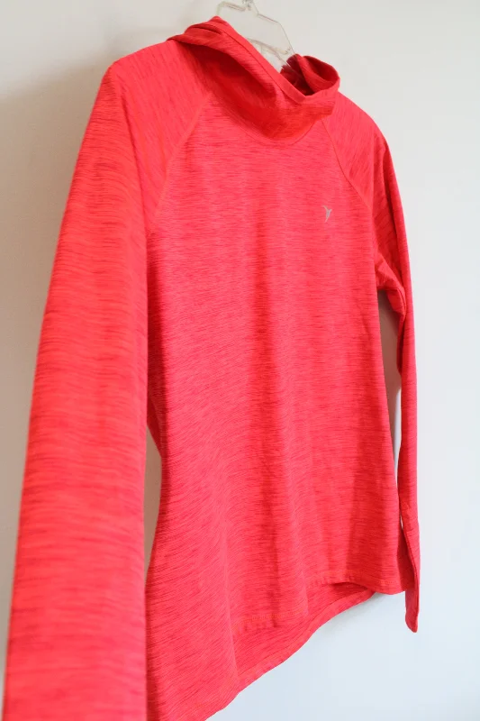 Old Navy Active Gi-Dry Neon Red Pink Heathered Hoodie | L Hoodie with Patch Decorative Personalized