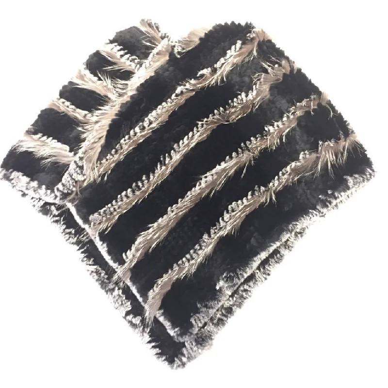 Winter Fur Women's Fox Fur/Rex Rabbit Shawl Warm Wool Shawl Cape
