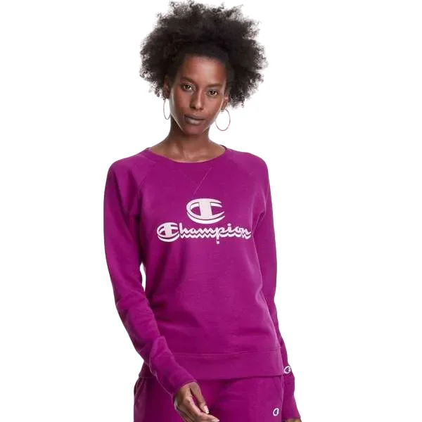 Womens Champion Powerbend Venture Pink Classic Crew Neck Jumper Lightweight Heavyweight Midweight