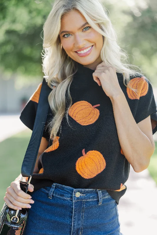 Look The Part Black Pumpkin Sweater Machine Wash Dry Clean Hand Wash