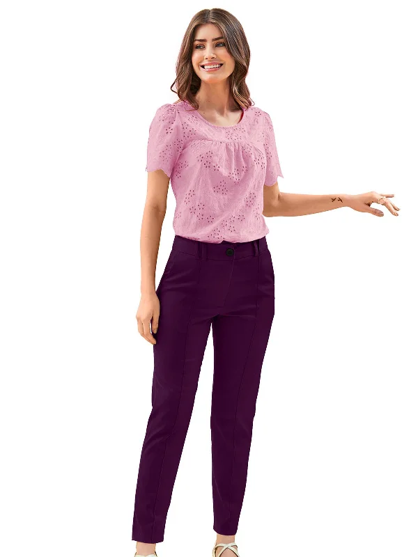Odette Purple Polyester Trouser For Women Trousers stylish elegant
