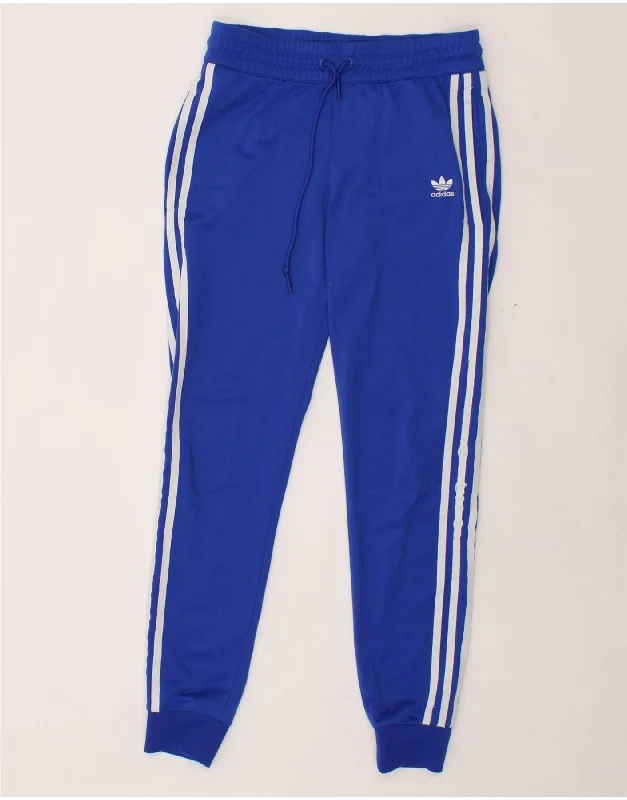 ADIDAS Womens Tracksuit Trousers Joggers UK 8 Small Blue Polyester Trousers Solid Black