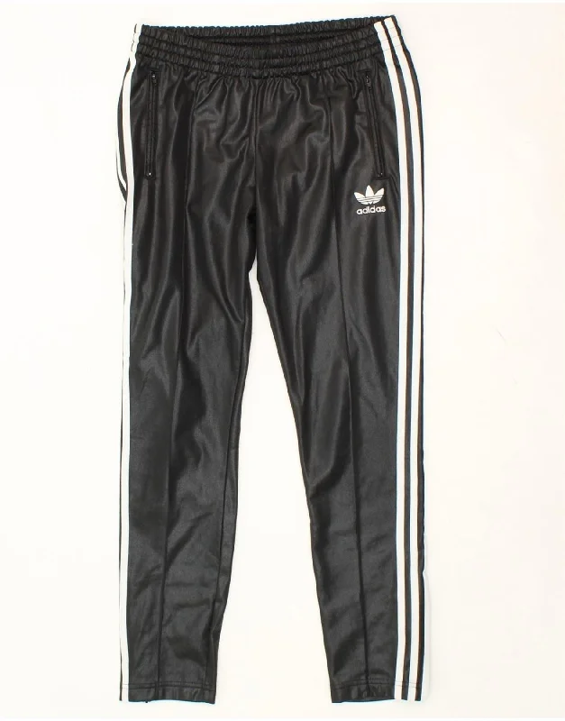 ADIDAS Womens Tracksuit Trousers UK 10 Small Black Polyester Trousers Fall Fleece
