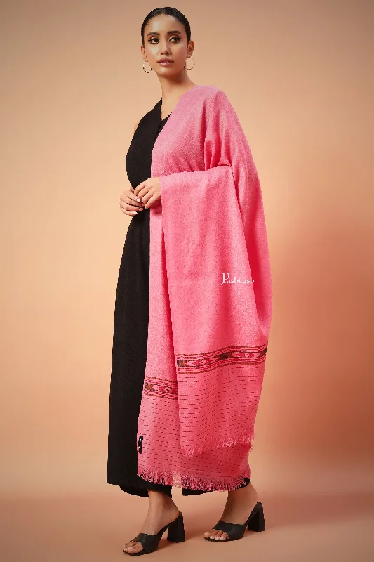 Pashtush Womens Fine Wool Aztec Weave Shawl, Soft And Warm, Pink Cozy Wool Shawl Scarf