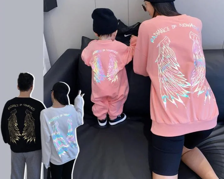 Family Matching Colorful Wings Sweater Zippered Buttoned Snapped