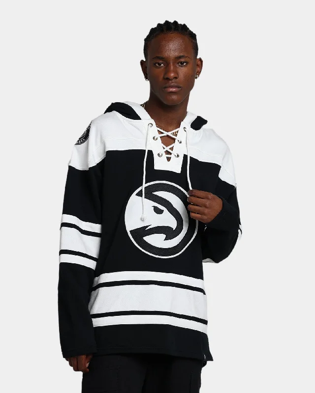 47 Brand Atlanta Hawks Superior Lacer Hoodie Jet Black Hooded Sweatshirt Casual Wear Street Style