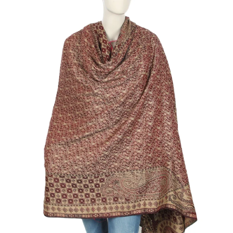 Women's Shawl - Maroon Chic Knit Shawl Poncho