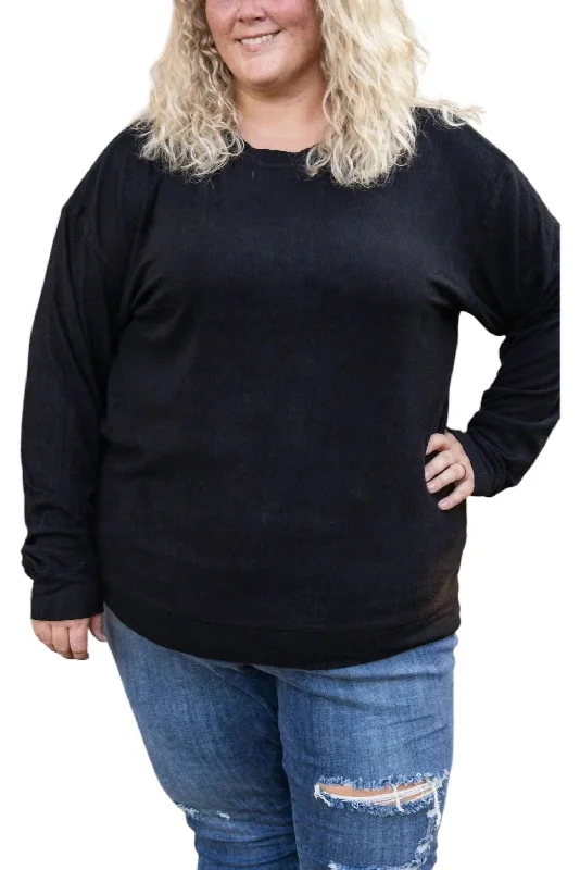 Corrine Pullover Sweater In Black Box Sleeve Comfort