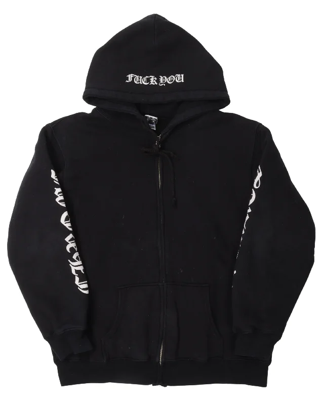 Fuck You Thermal Zip Up Hoodie Hoodie with Thumb Holes Functional Cozy