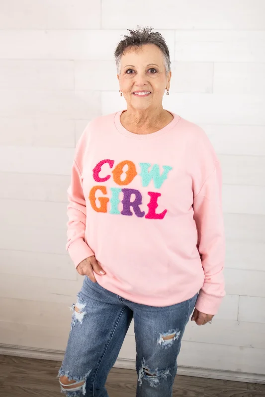 The Royal Standard Cowgirl Sweatshirt-Pink Multi Zip Hoodie Drawstring Kangaroo Pocket