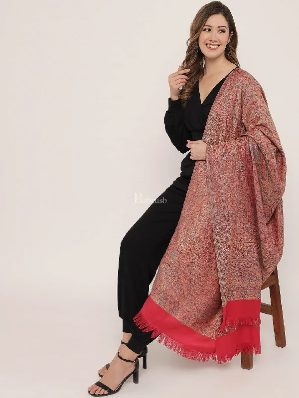 Pashtush Women'S Jamawar Reversible Shawl, Pink Chic Chunky Knit Shawl