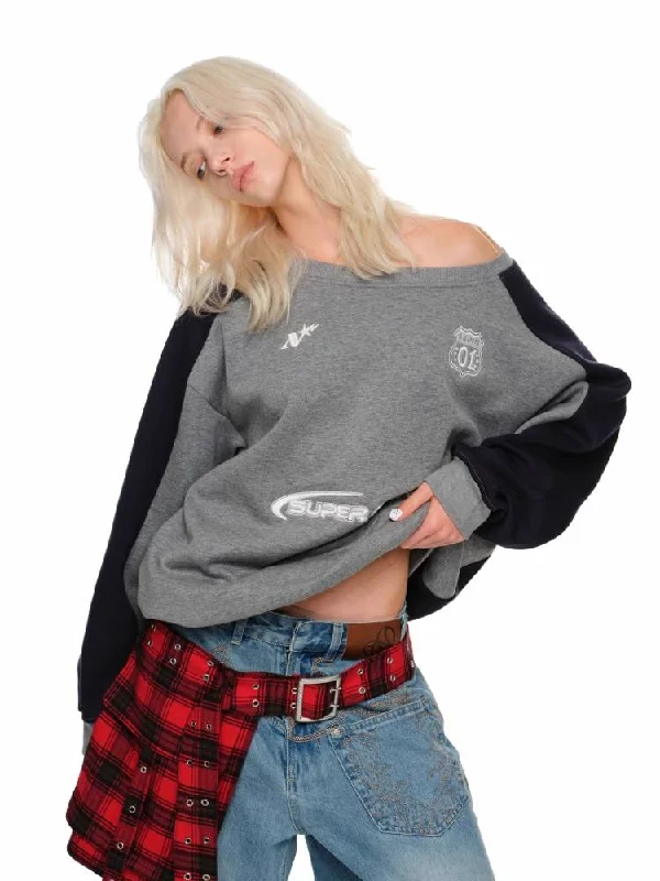 Off-the-shoulder jersey sweatshirt【s0000011412】 Hoodie with High Neck Warm Protective