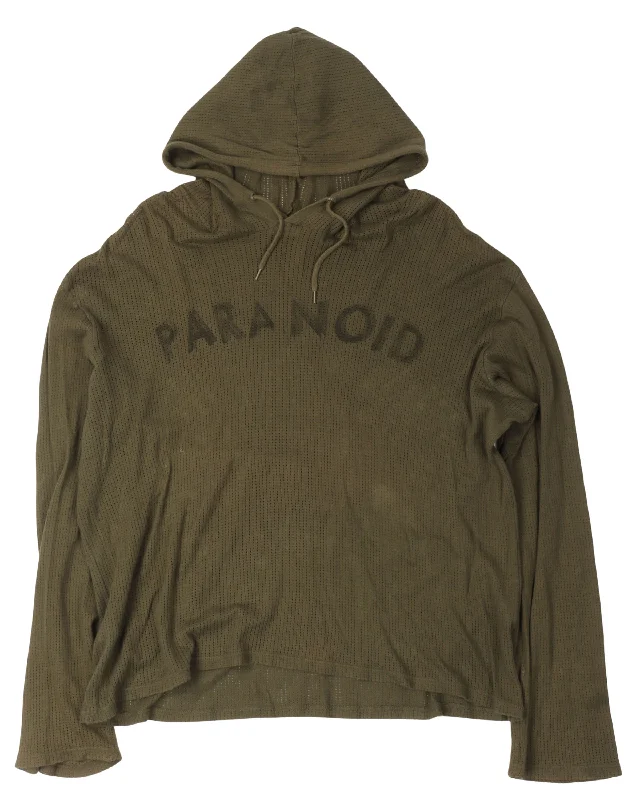 "Paranoid" Mesh Hoodie Hoodie with Earth Tones Natural Calm