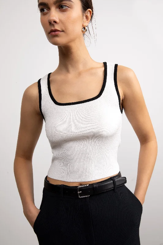 CROPPED SWEATER TANK Denim Fabric Leather Fabric Suede Fabric