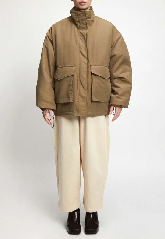 PUFFY JACKET TAUPE Wool Jacket Cashmere Jacket Tweed Jacket