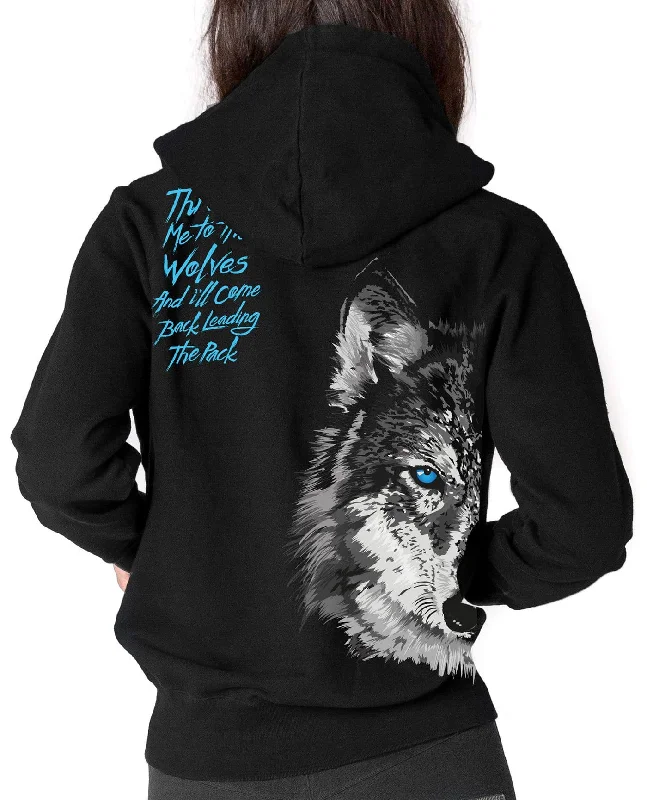 Wolf Zip Hoodie Hoodie with Velcro Closure Adjustable Secure