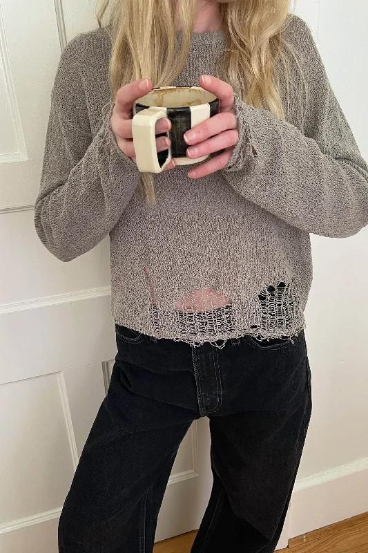 OVERSIZED DISTRESSED SWEATER Fitted Loose Oversized