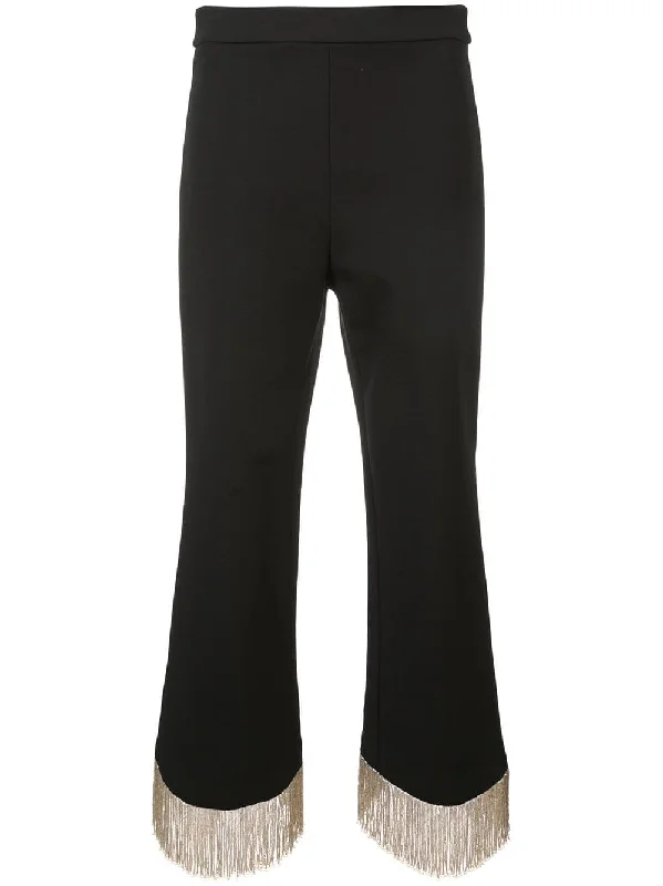fringed hem cropped trousers Trousers Custom Made