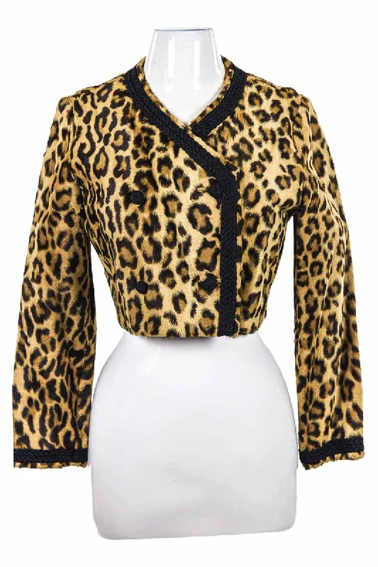 Vintage 50's Leopard Jacket Wool Fabric Cashmere Fabric Tweed Fabric