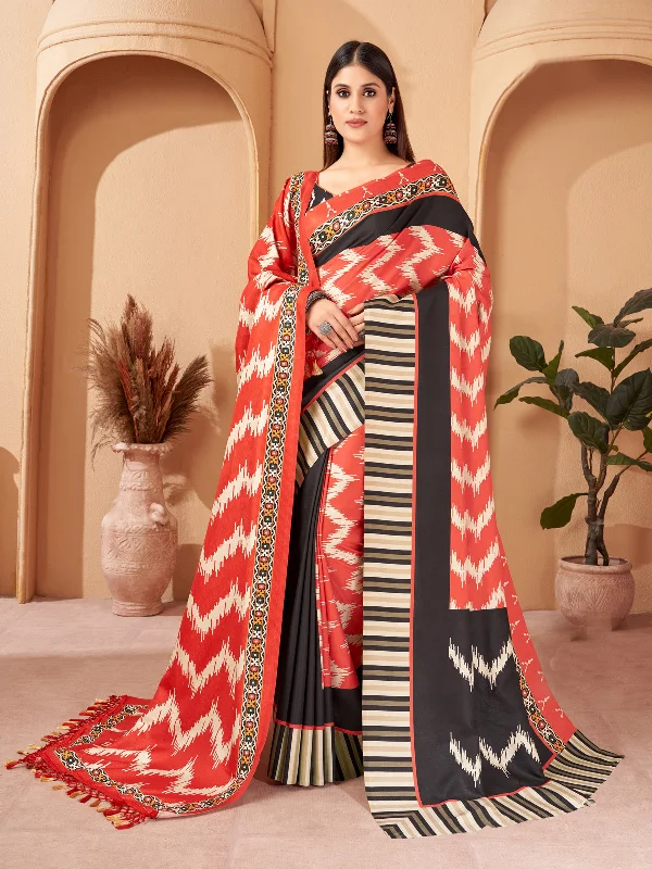 Women's Multicolor Digital Printed Pasmina Saree With Shawl - Jyoti Fashion Warm Cashmere Shawl Wrap