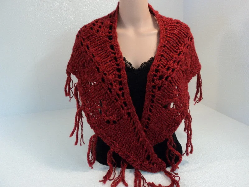 Handcrafted Wrap Shawl Length is 56in Red Fringes 100% Merino Wool Female Adult -- New No Tags Warm Cashmere Shawl Cape Handcrafted Wrap Shawl Length is 56in Red Fringes 100% Merino Wool Female Adult -- New No Tags Warm Cashmere Shawl Cape
