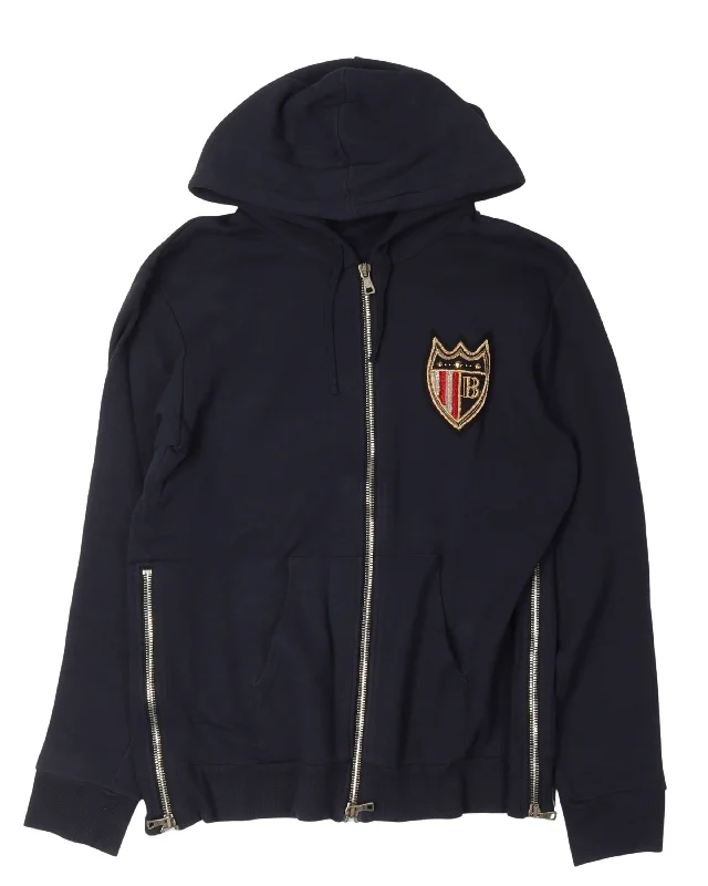 Crest Logo Zip Up Hoodie Hoodie with Turtle Neck Cozy Winter