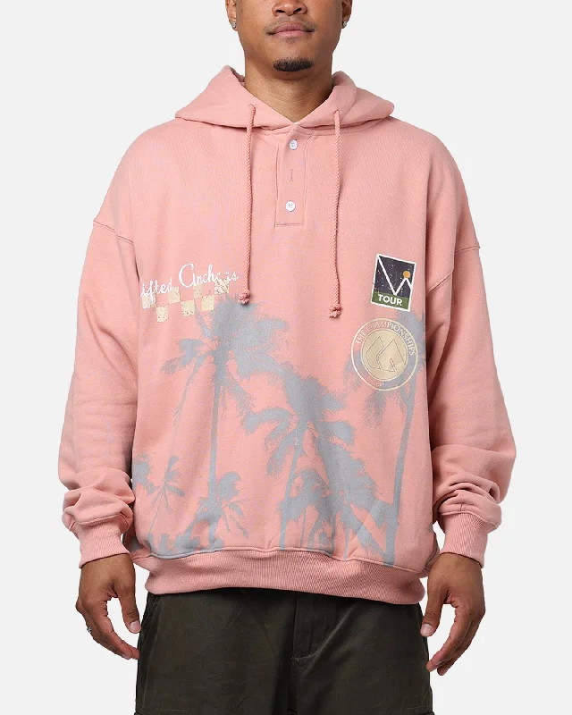 Lifted Anchors "Wimbledon" Henley Hoodie Dust Rose Hoodie with Stripes Bold Sporty