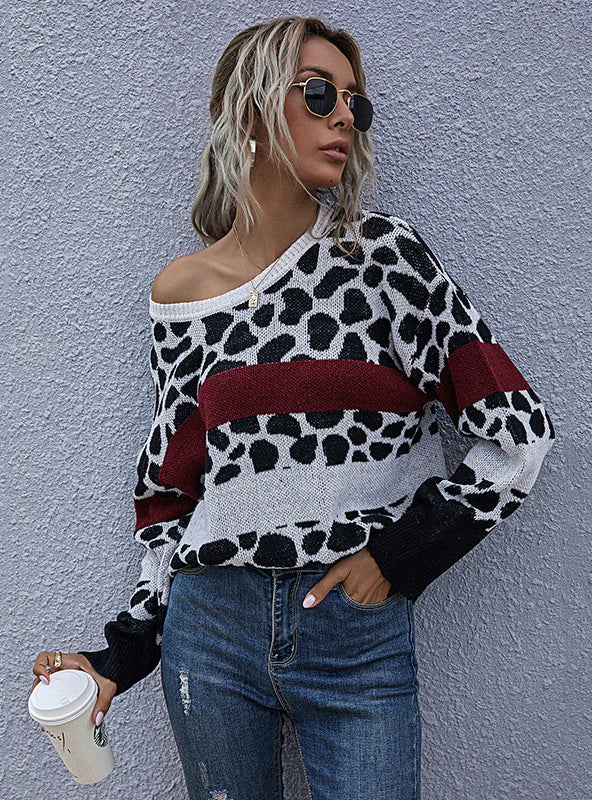 LOOSE PULLOVER ROUND NECK LONG SLEEVE SWEATER Sheath Sleeve Elegant