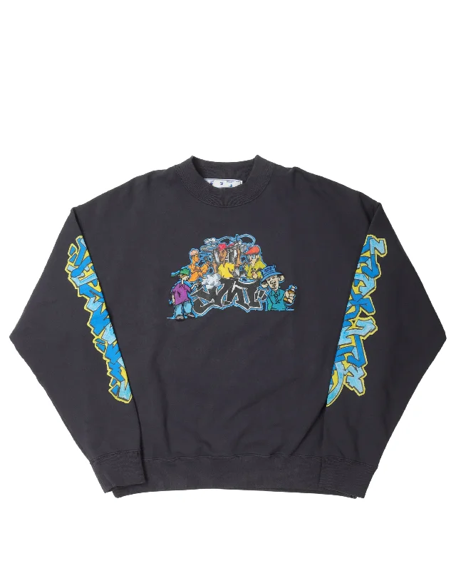 Graphic Crewneck Sweatshirt Zip Hoodie Drawstring Kangaroo Pocket
