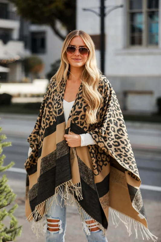 FINAL SALE - Layer Lover Brown Leopard Fringe Shawl - DOORBUSTER Classic Lace Shawl Wrap FINAL SALE - Layer Lover Brown Leopard Fringe Shawl - DOORBUSTER Classic Lace Shawl Wrap