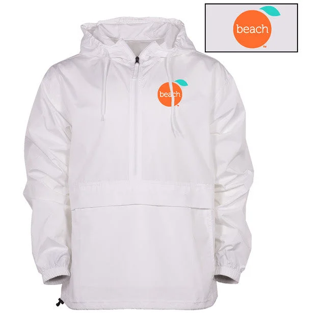 Orange Beach 1/2 Zip Rain Jacket Nylon Fabric Polyester Fabric Spandex Fabric