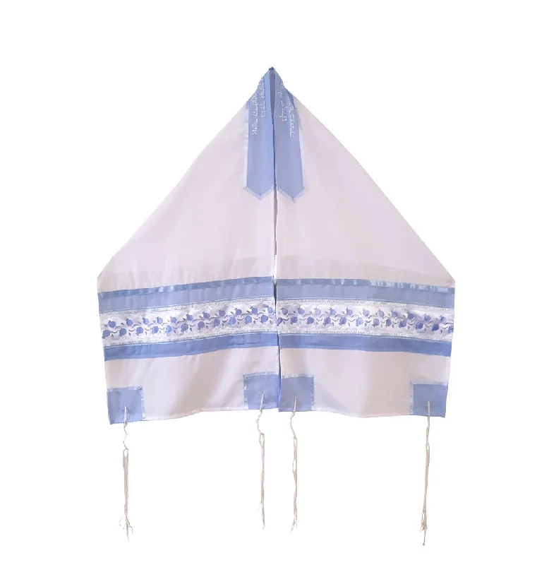 Light Blue Pomegranates Tallit for women, Bat Mitzvah Tallit, Women's Tallit Prayer Shawl Cozy Cashmere Shawl Throw