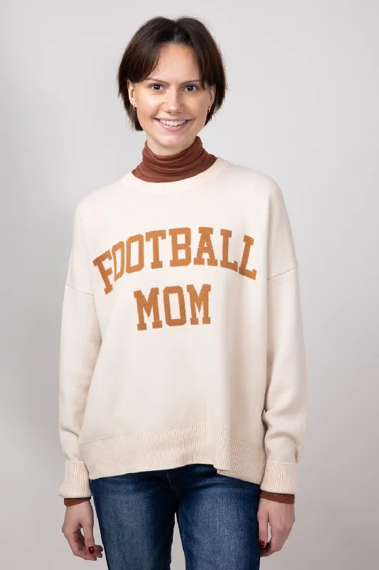 Football Mom Sweater for Women in Cream/Light Brown | GW18FBM-CRMBRN Bright Pastel Dark
