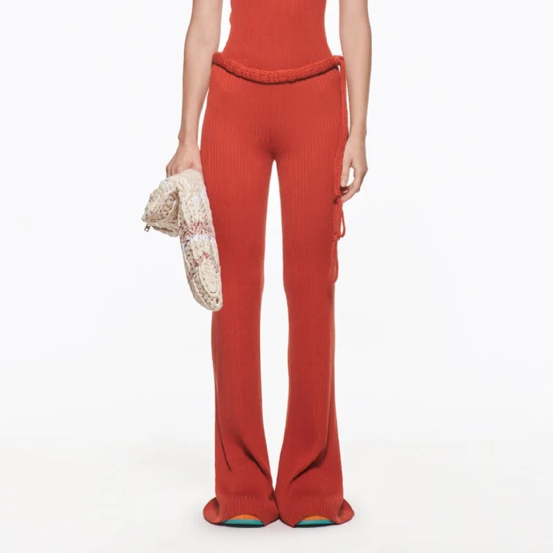 Ribbed trousers with knot detail Trousers sophisticated sleek