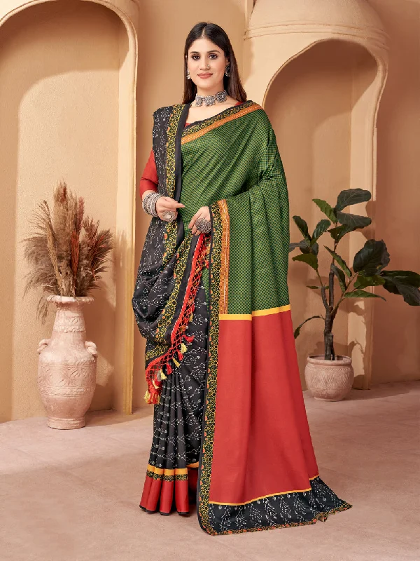 Women's Multicolor Digital Printed Pasmina Saree With Shawl - Jyoti Fashion Fashionable Oversized Shawl