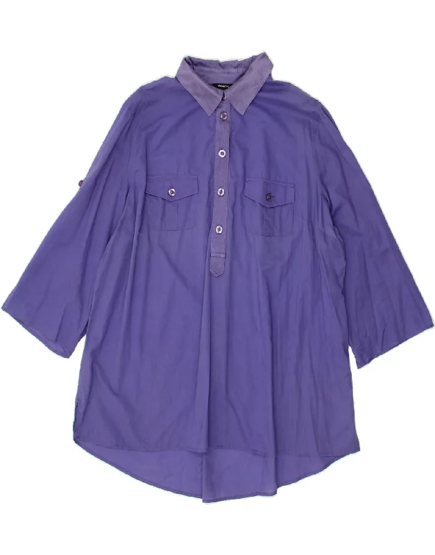 ELENA MIRO Womens Pullover 3/4 Sleeve Shirt Blouse 3XL Purple One Shoulder Top