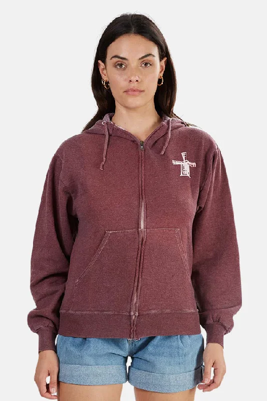 Been Here Forever Hoodie Maroon Hoodie with Hem Embroidery Detailed Premium