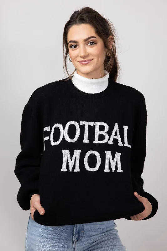 Football Mom Sweater for Women in Black Cream | SEDK450IMK-BLACKCREAM Stylish Fashionable Trendy
