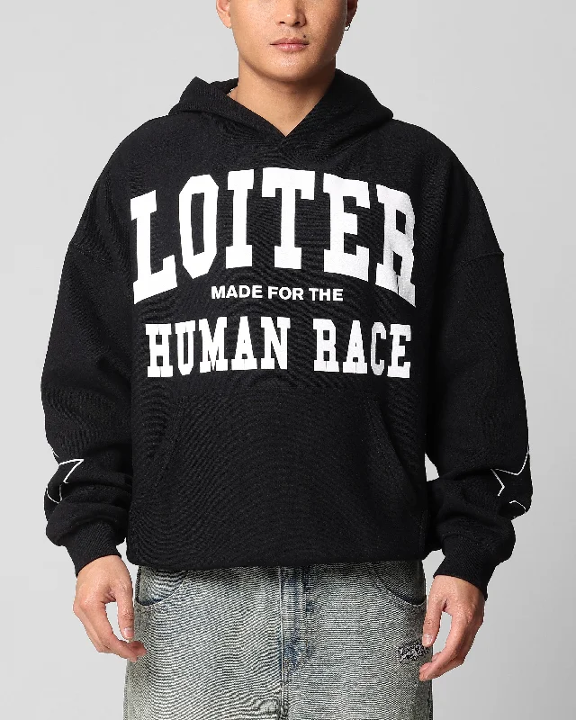 Loiter Training Day Hoodie Black Hoodie with Reflective Safety Nightwear